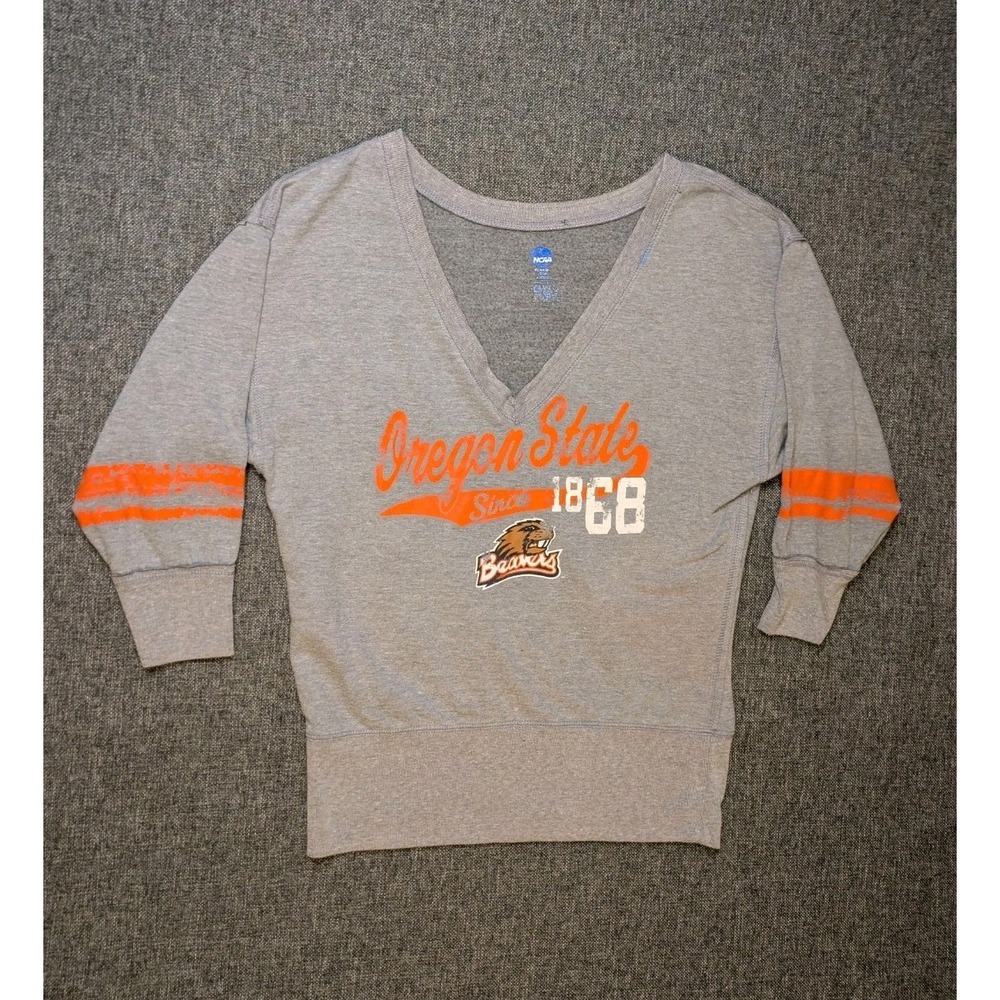 Oregon State Beavers OSU Women's Size Medium V-Neck Sweatshirt 3/4 Sleeve Tee